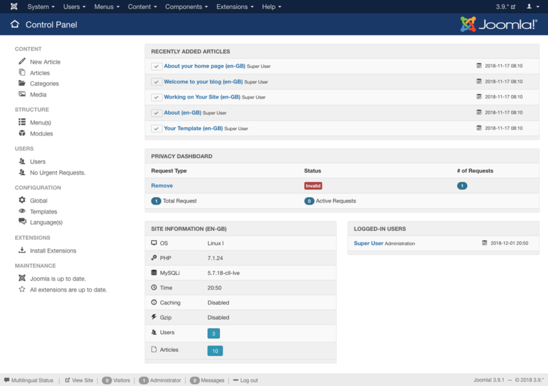 Joomla! Hosting Admin Panel
